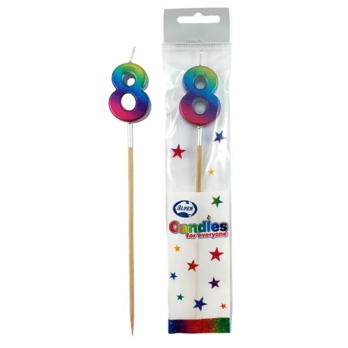 CANDLE RAINBOW METALLIC LONG STICK #8 image 0