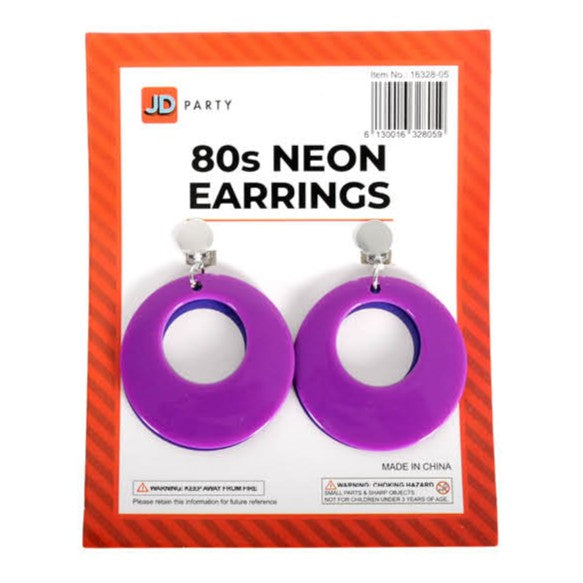 Neon 80s Earrings (Purple) image 0