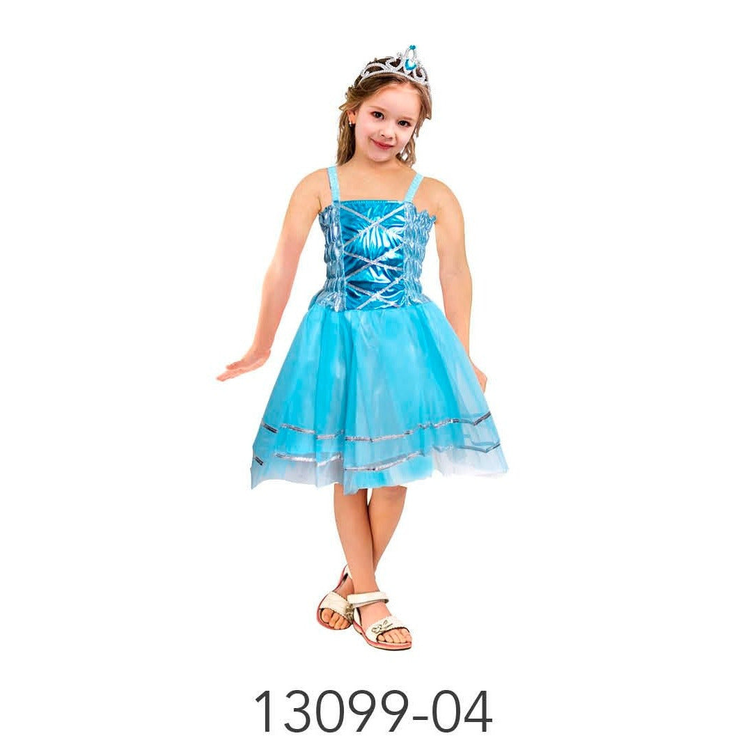 Children Metallic Princess Dress (Blue) image 0