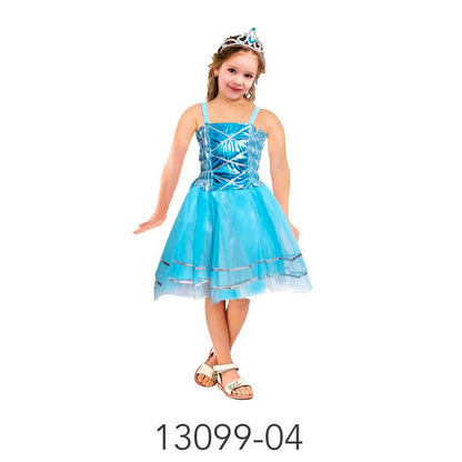 Children Metallic Princess Dress (Blue) image 0
