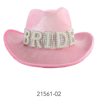Metallic Bride Cowboy Hat (Light Pink) image 0