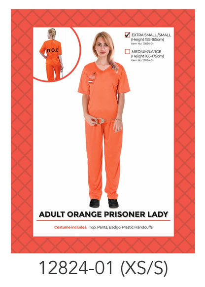 Adult Orange Prisoner Lady Costume (S/M) image 0