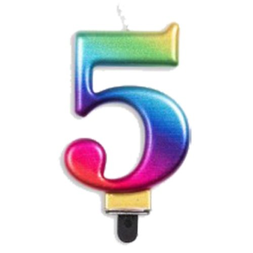 CANDLE NUMERAL JUMBO RAINBOW #5 image 0