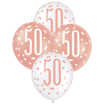 Rose Gold & White Assorted 30cm Latex Balloons - 50 image 0