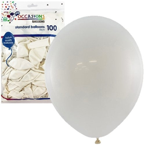 Standard 30cm Latex Balloons 100pk - White image 0