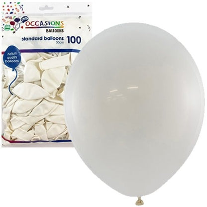 Standard 30cm Latex Balloons 100pk - White image 0