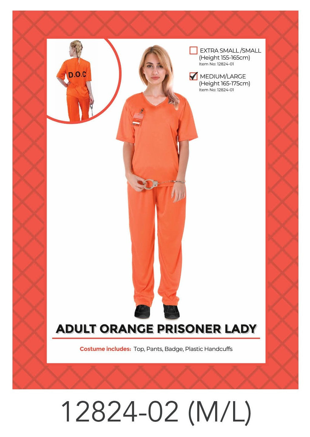 Adult Orange Prisoner Lady Costume (M/L) image 0