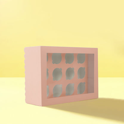Papyrus Scalloped Tall Cupcake Box (12 hold) - Pastel Pink image 0