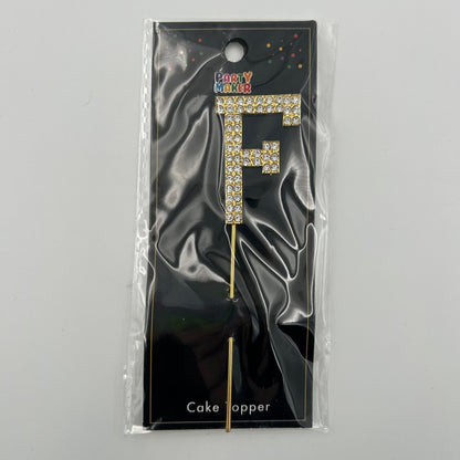 Gold Letter Cake Topper - F image 0