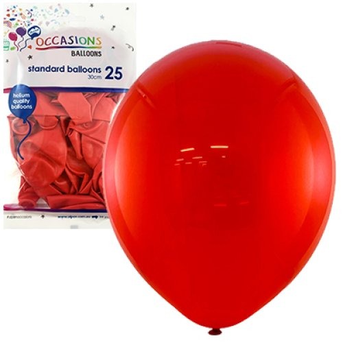 Standard 30cm Latex Balloons 25pk - Red image 0
