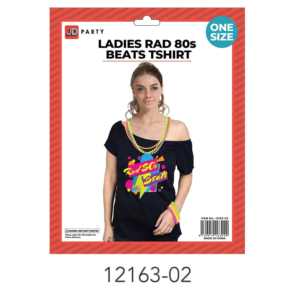 Adult 80s Girls Tshirt (Rad 80s beats) image 0