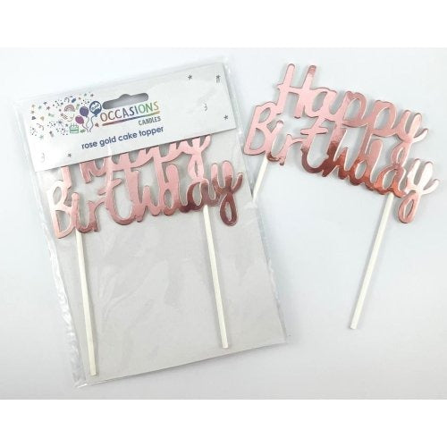 CAKE TOPPER HBDAY MET.ROSEGOLD image 0