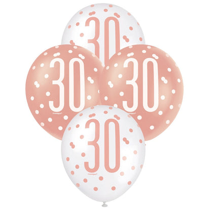 Rose Gold & White Assorted 30cm Latex Balloons - 30 image 0