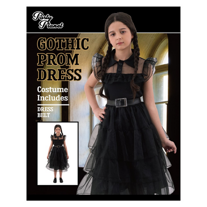 Girls Wednesday Dress Kids Costume Large (H: 128cm W: 56cm) image 0