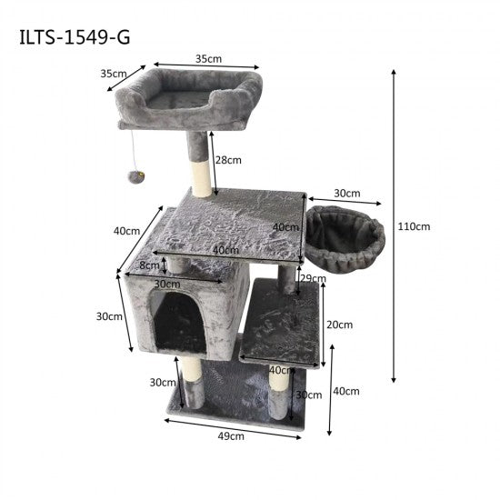 Purrfect Cat Pole Multi Level 49*40*110cm Grey image 0