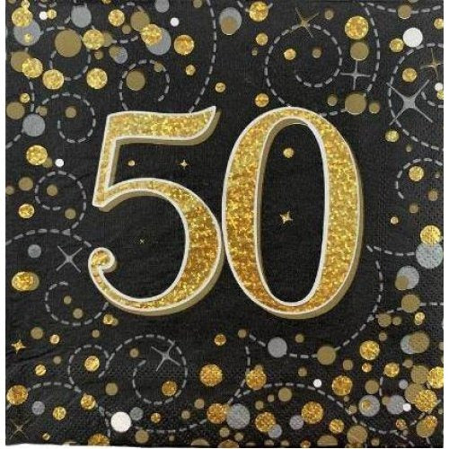 Sparkling Fizz Black & Gold Napkin 33cm #50 Pk16 image 0