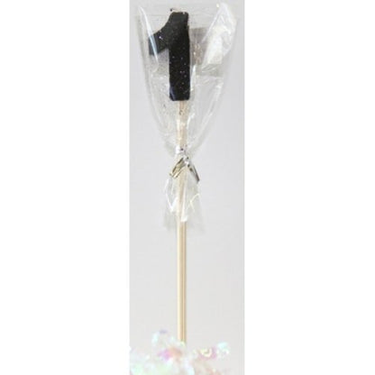 CANDLE BLACK GLITTER LONG STICK #1 image 0