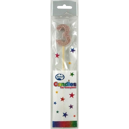 CANDLE ROSEGOLD GLITTER LONG STICK #3 image 0