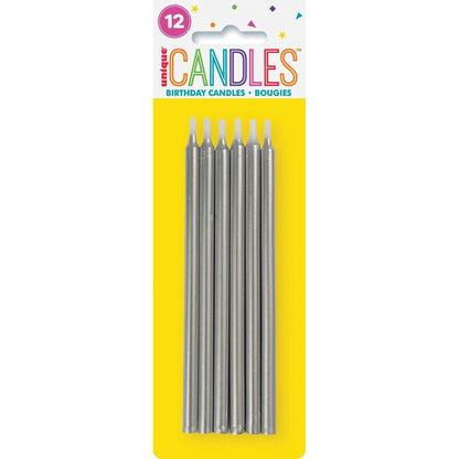 12 SILVER CANDLES - 5" image 0