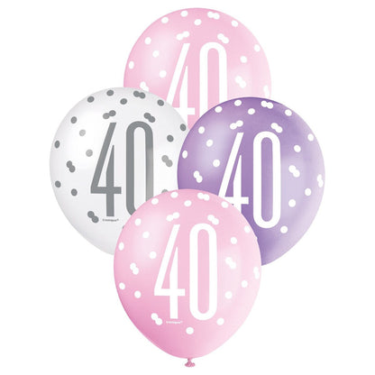 Pink, Purple & White Assorted 30cm Latex Balloons - 40 image 0
