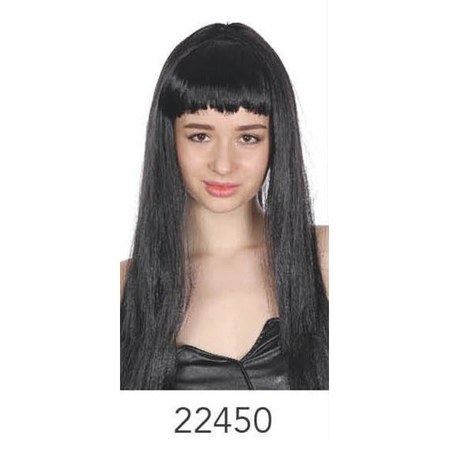 Long Wig with Fringe Black image 0