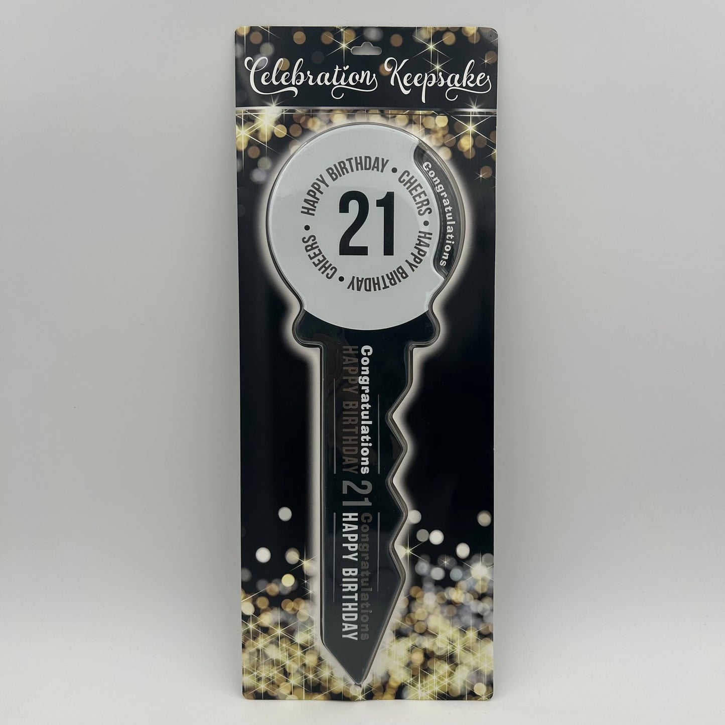 SMALL 21 BIRTHDAY KEY BLACK GOLD image 0