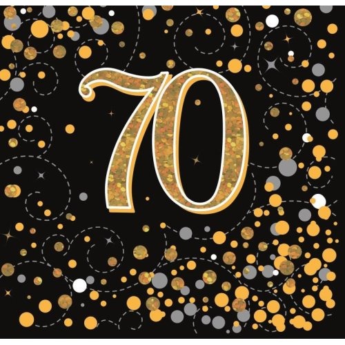 Sparkling Fizz Black & Gold Napkin 33cm #70 Pk16 image 0