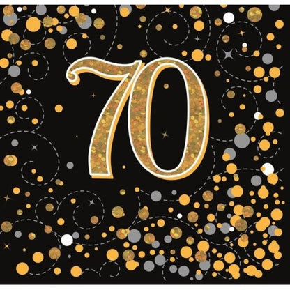 Sparkling Fizz Black & Gold Napkin 33cm #70 Pk16 image 0