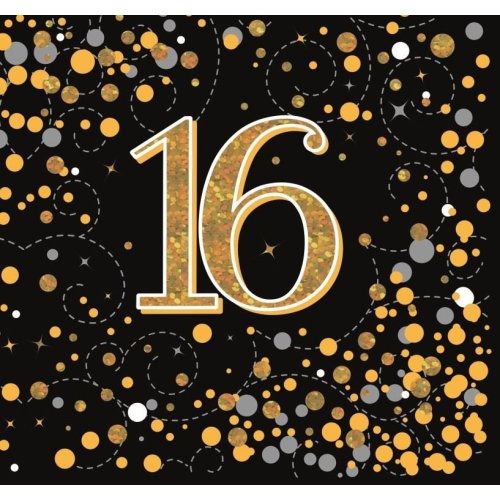 Sparkling Fizz Black & Gold Napkin 33cm #16 PK16 image 0