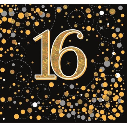Sparkling Fizz Black & Gold Napkin 33cm #16 PK16 image 0
