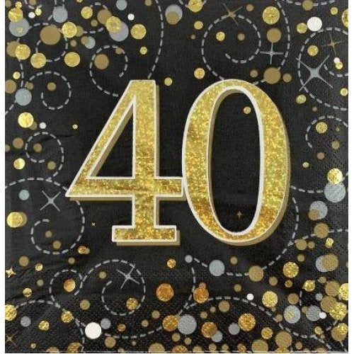 Sparkling Fizz Black & Gold Napkin 33cm #40 Pk16 image 0