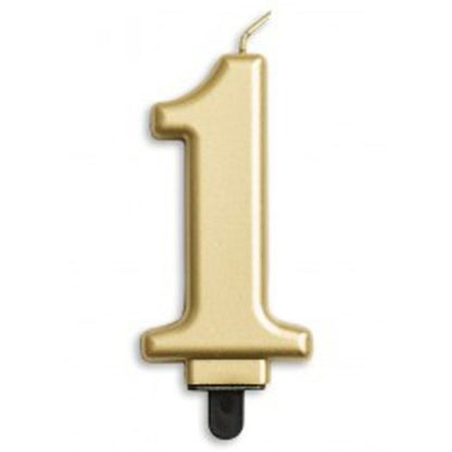 CANDLE NUMERAL JUMBO GOLD #1 image 0