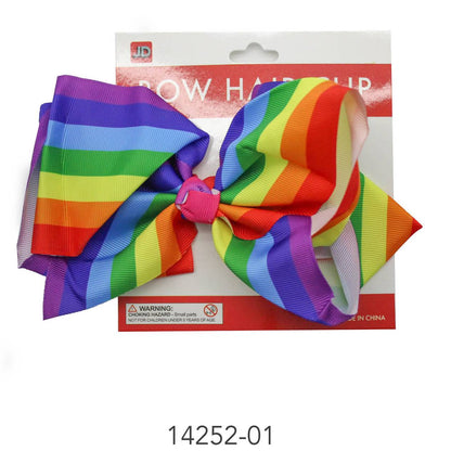 Bow Hair Clip (Rainbow Stripe) image 0