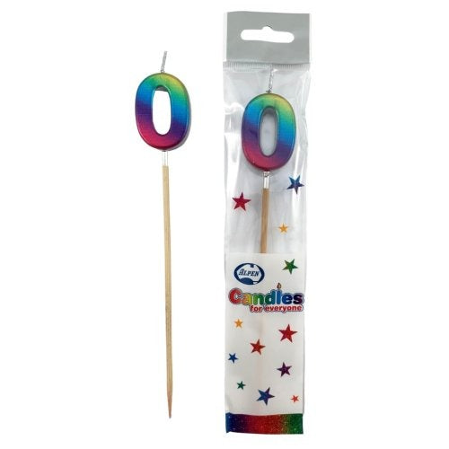 CANDLE RAINBOW METALLIC LONG STICK #0 image 0