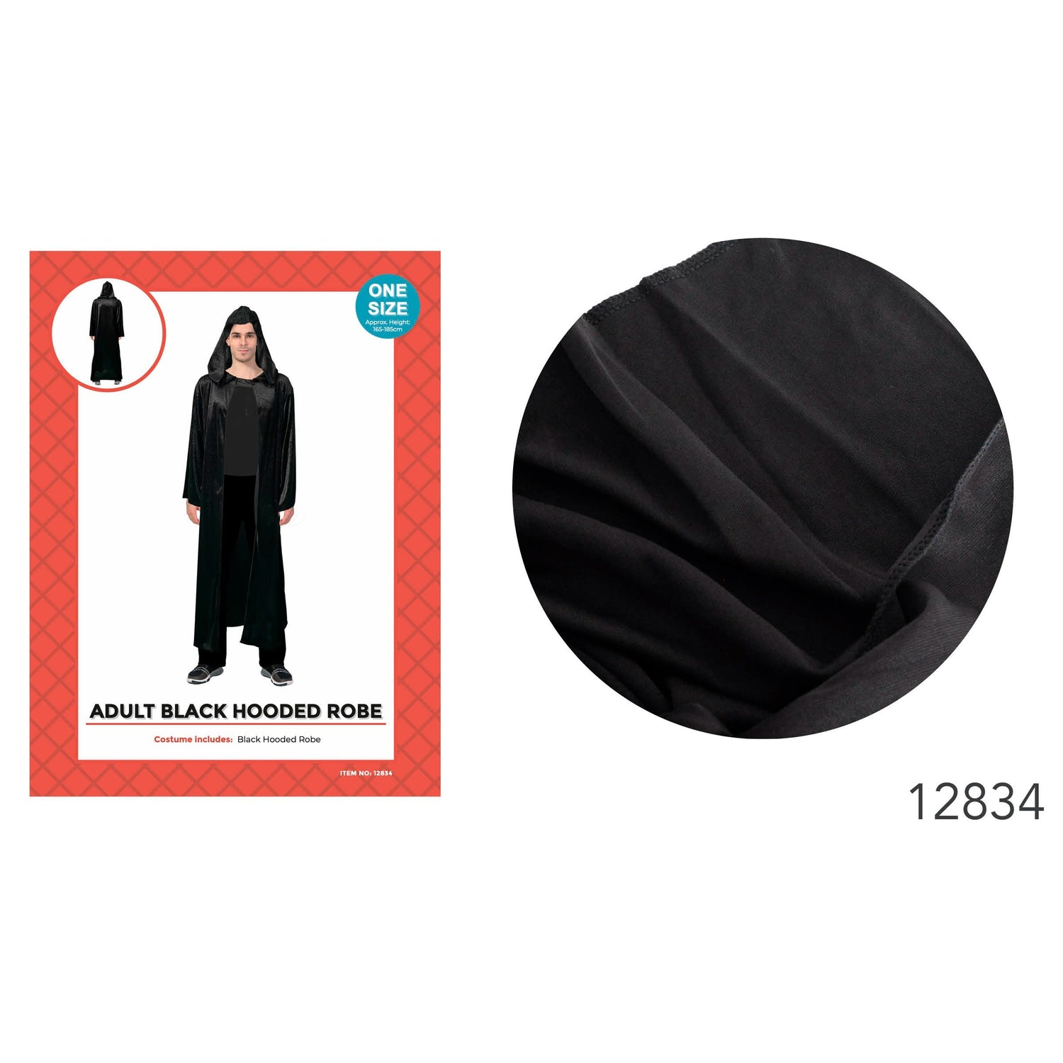 Adult Black Hooded Robe Costume image 0