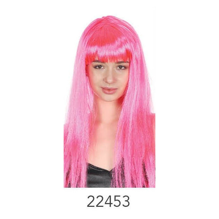 Long Wig with Fringe Hot Pink image 0