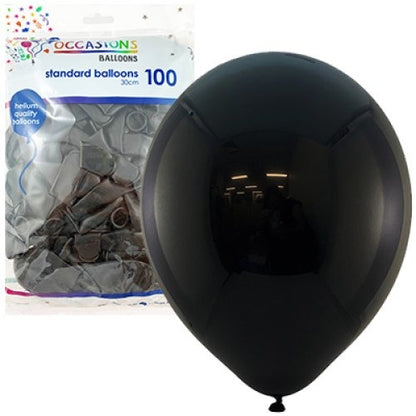Standard 30cm Latex Balloons 100pk - Black image 0