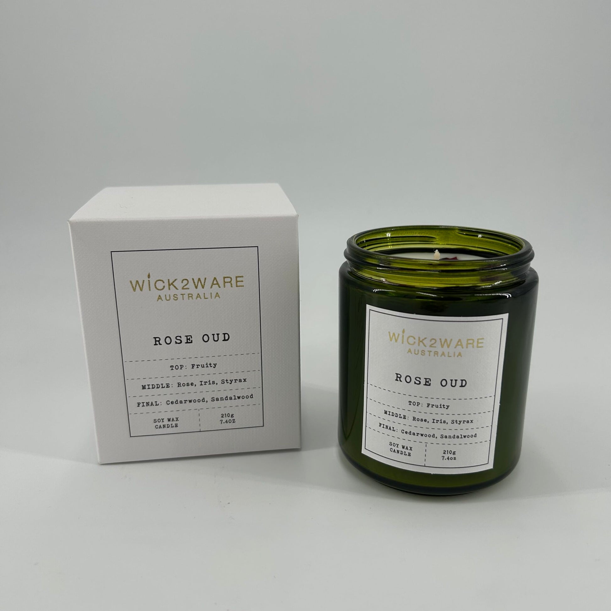 Green Soy Candle 210g - Rose Oud