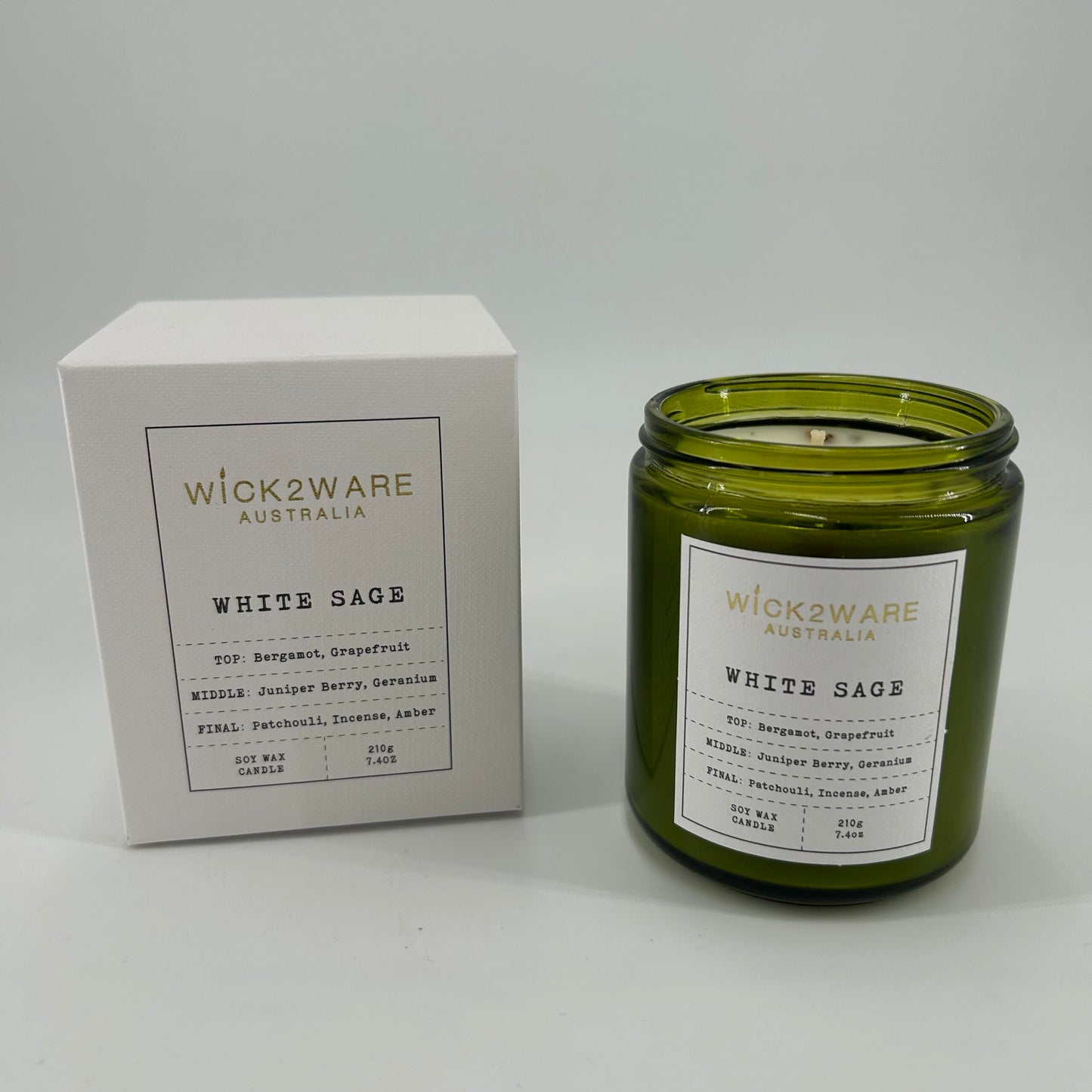 Green Soy Candle 210g - White Sage