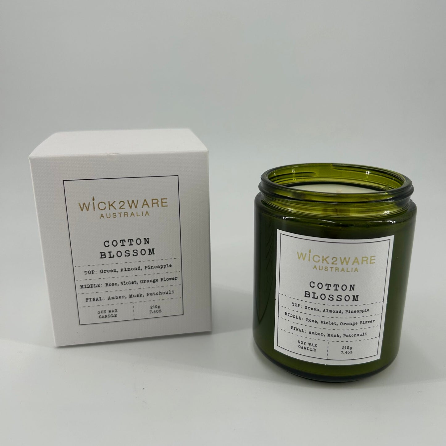 Green Soy Candle 210g - Cotton Blossom