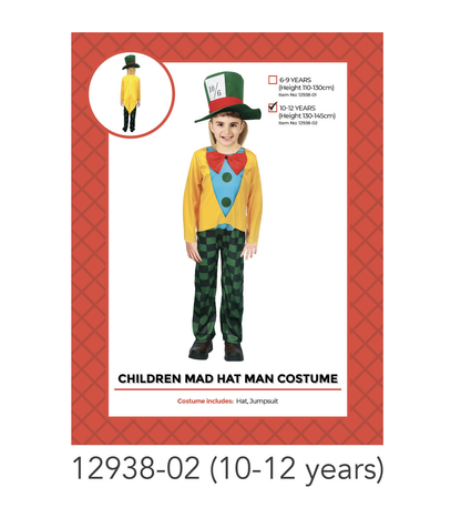 Children Crazy Hat Man Costume 10-12