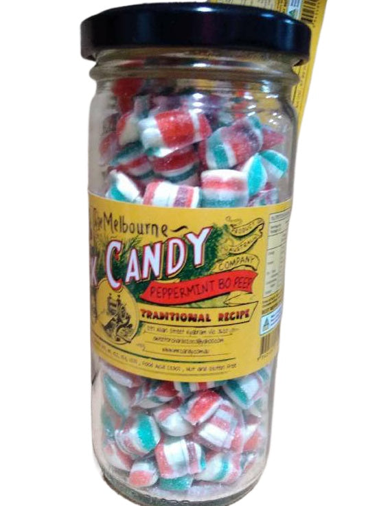 The Melbourne Rock Candy Peppermint Bo Peep Glass Jar 170g